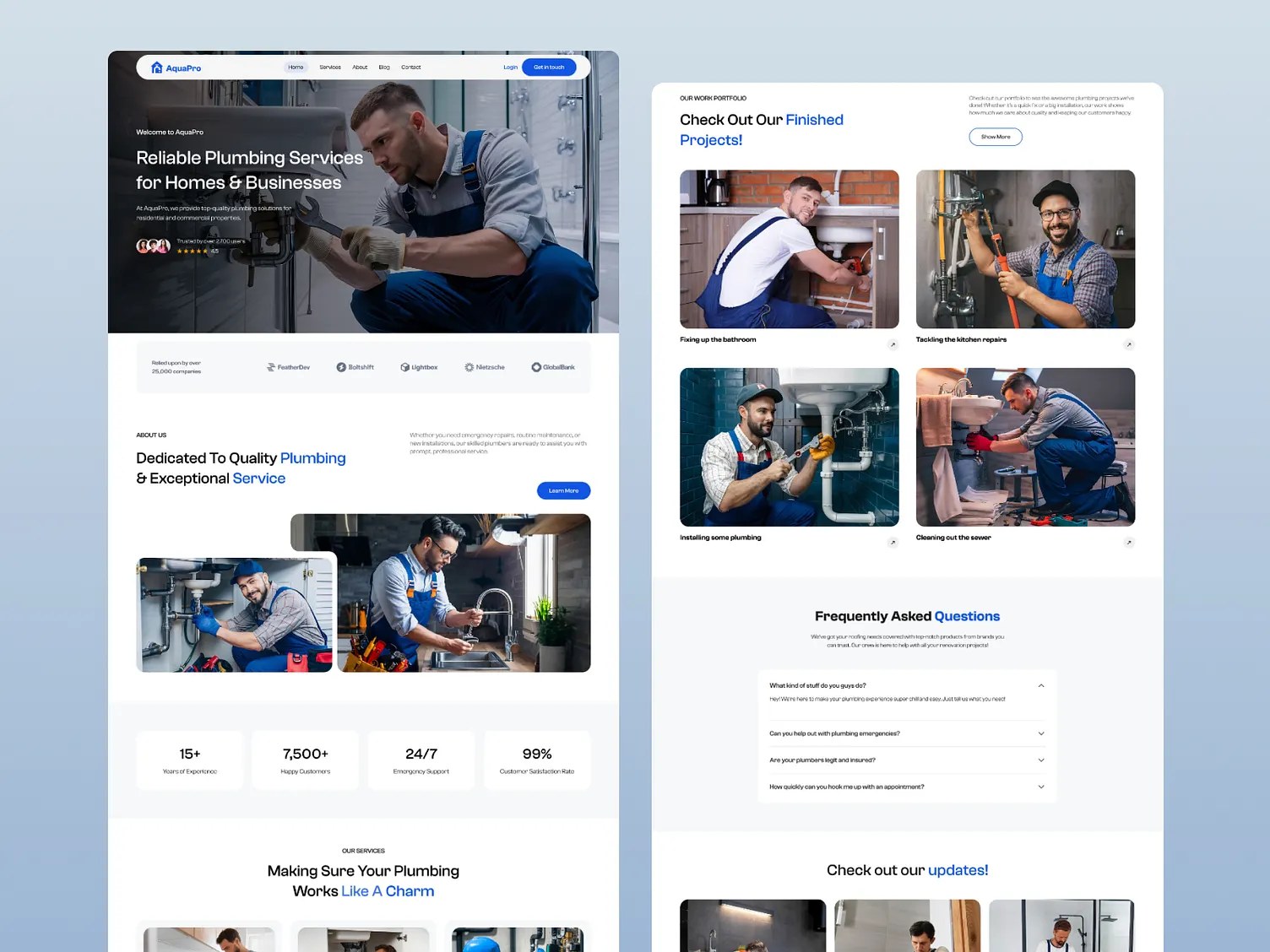 Plumbing company website built by Ironside