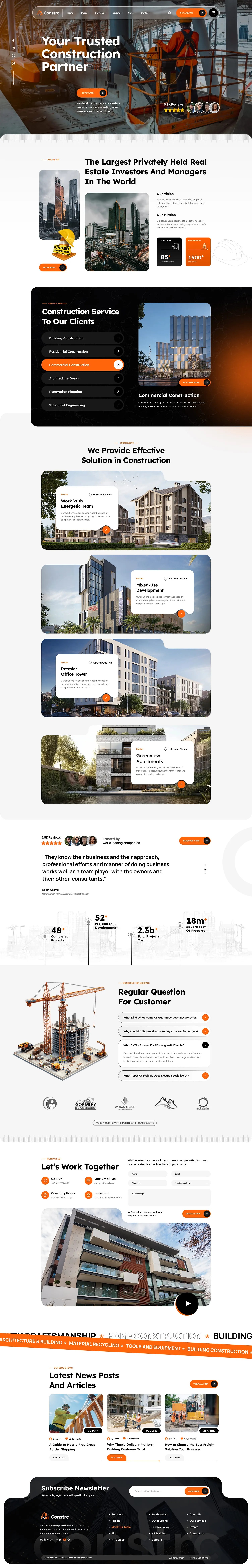 Construction company website built by Ironside